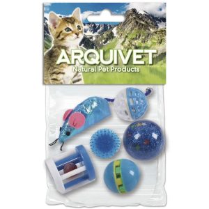 Sett með 6 mismunandi bláum leikföngum