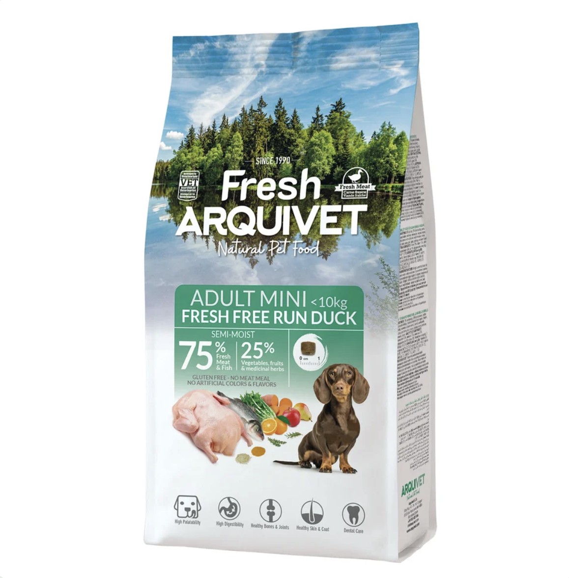 Semi-moist food with fresh Free Run Duck for mini breed dogs 1 kg - Image 5